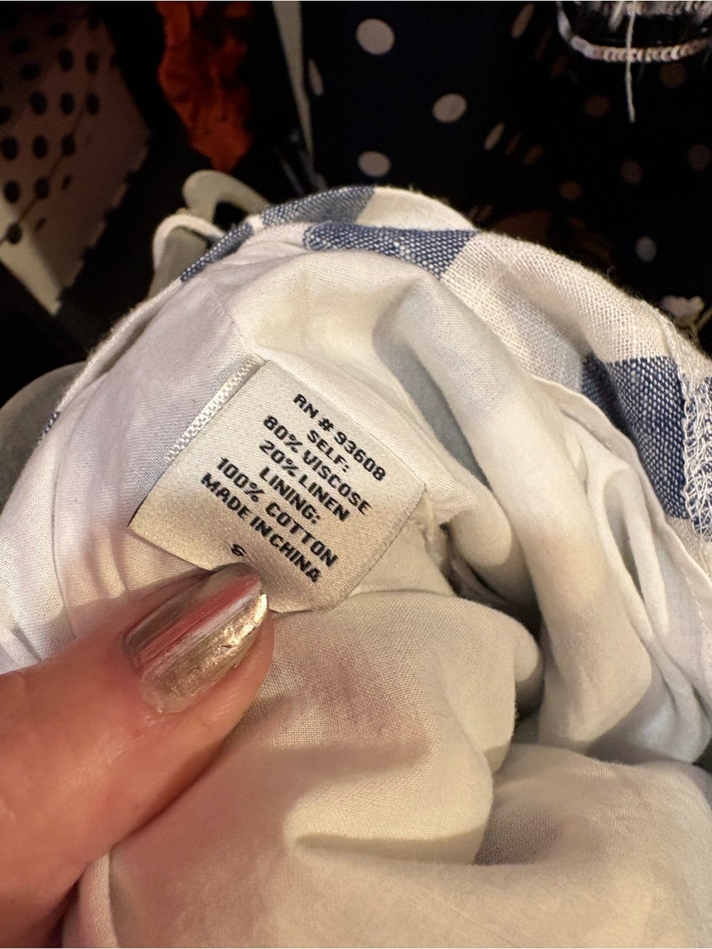 🐶Linen blend mini sundress Blue and white Striped size s - Picture 5 of 6